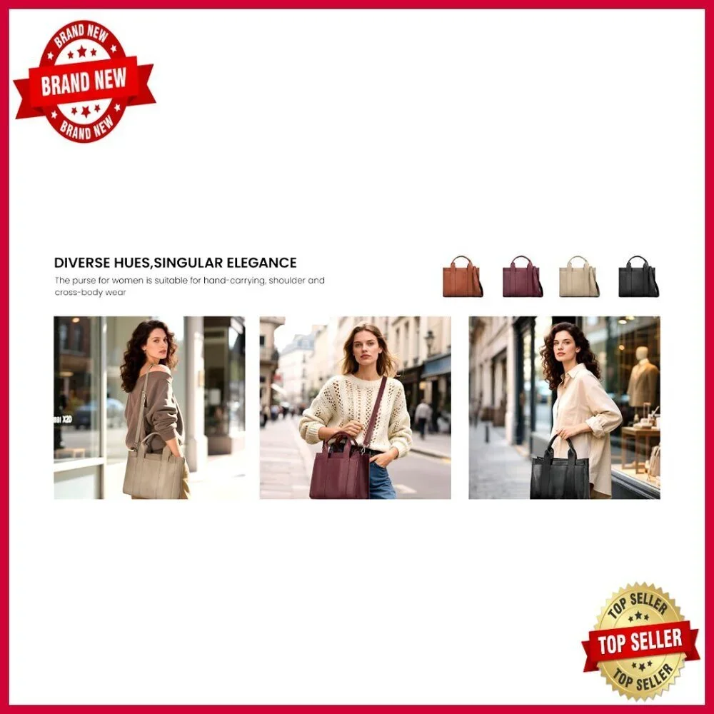 Genuine Leather Tote Satchel Crossbody Bag RFID Pockets Lightweight
